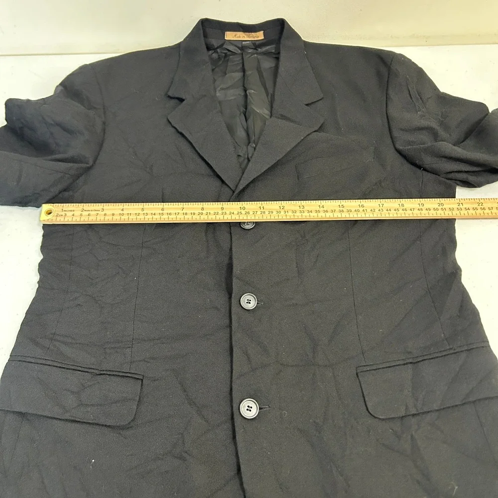 Cellini Linea Uomo Mens Black 3 Button Blazer Pleated Pants Suit Made in Romania